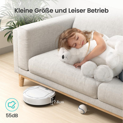 LEFANT Saugroboter mit Fernbedienung, 2200Pa Staubsauger Roboter, 120Mins Max, WLAN Roboterstaubsauger, Selbstaufladend, App/Alexa, Ideal für Tierhaare, Teppich, Hartboden 210P Weiß