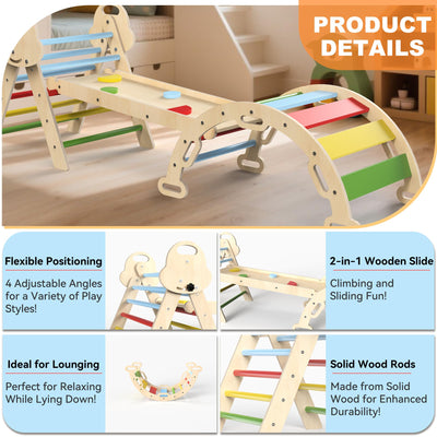 Montessori Indoor Spielset: 7-in-1 Klettergerüst mit Rutsche, Bogen & Matte für Kleinkinder und Kinder (1-3 Jahre)