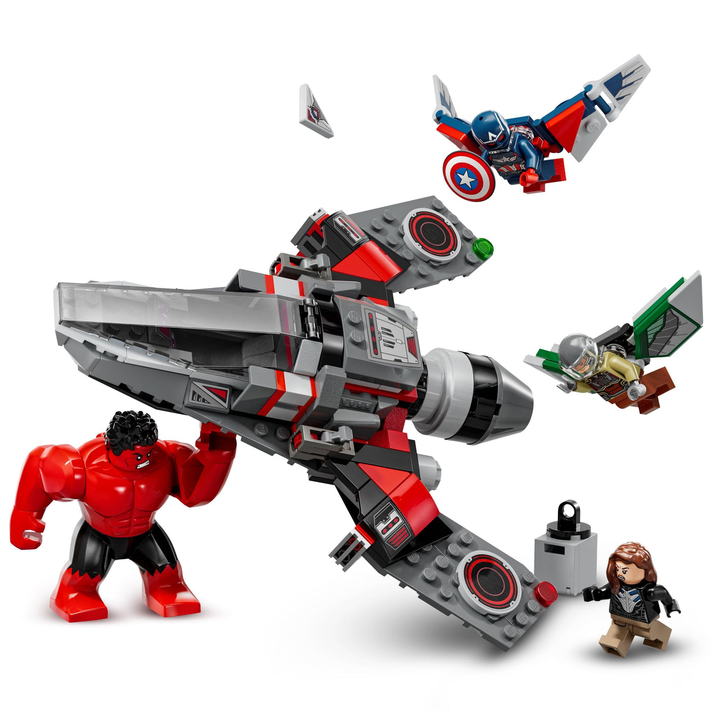 LEGO Marvel Showdown zwischen Captain America und Red Hulk, Geschenk für Kinder, Set mit baubarem Jet, Superhelden Spielzeug für Jungen und Mädchen ab 8 Jahren, Abenteuer Bauspielzeug 76292