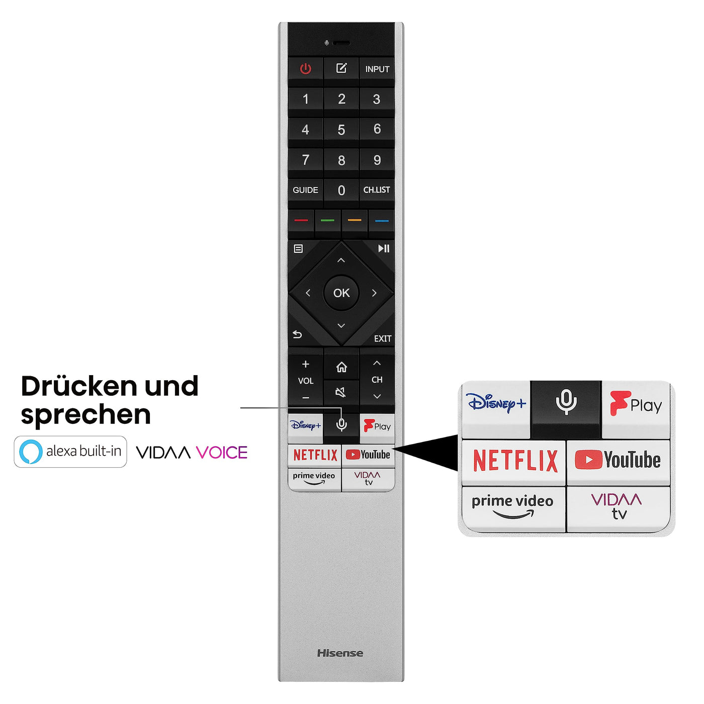 Hisense 100U7KQ (100 Zoll) Fernseher 4K Mini LED ULED HDR Smart TV, Quantum Dot, 144Hz, HDMI 2.1, Game Mode Pro, Dolby Vision IQ & Atmos, Bluetooth, Alexa Built-in, Anthrazit