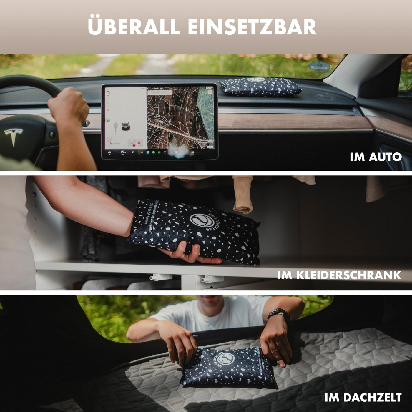 Naturbummler ® Luftentfeuchter XL 1kg [Wiederverwendbar & Effektiv] inkl. Anti-Rutsch Pad Auto Entfeuchter Feuchtigkeitskissen Lufttrockner Autozubehör