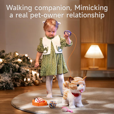 OR OR TU Katze Spielzeug Kinder Plüsch Kätzchen Elektronische Haustiere mit Ferngesteuerter, Interaktives Spielzeug Katze der Läuft und Bellt, Wiederholen was Sie Sagen für Kinder Geschenk