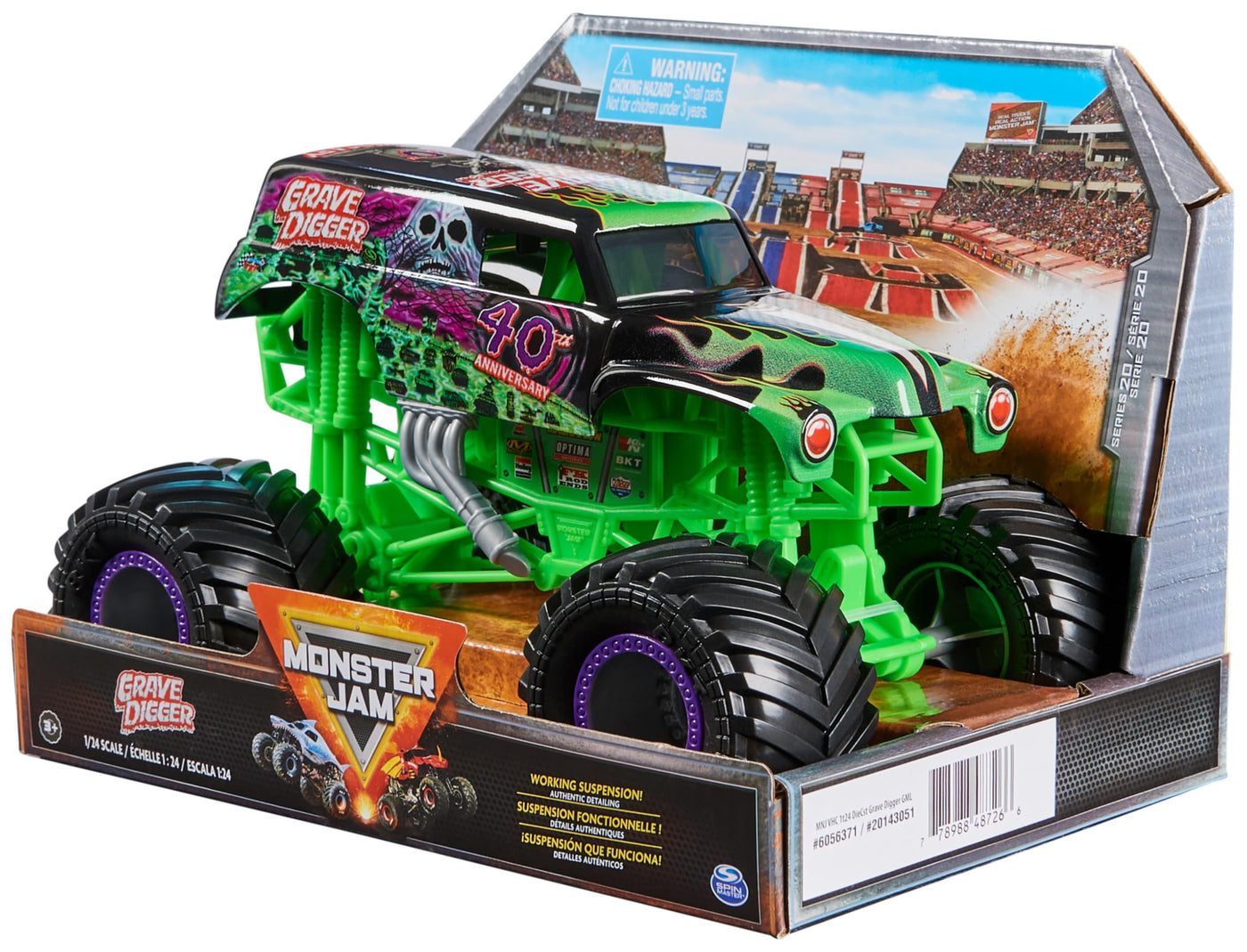 Monster Jam, Grave Digger Monster Truck, detailreiches Metall-Spritzguss-Fahrzeug zum Spielen und Sammeln im Maßstab 1:24, klassisches Farb-Schema, Spielzeug für Kinder ab 3 Jahren