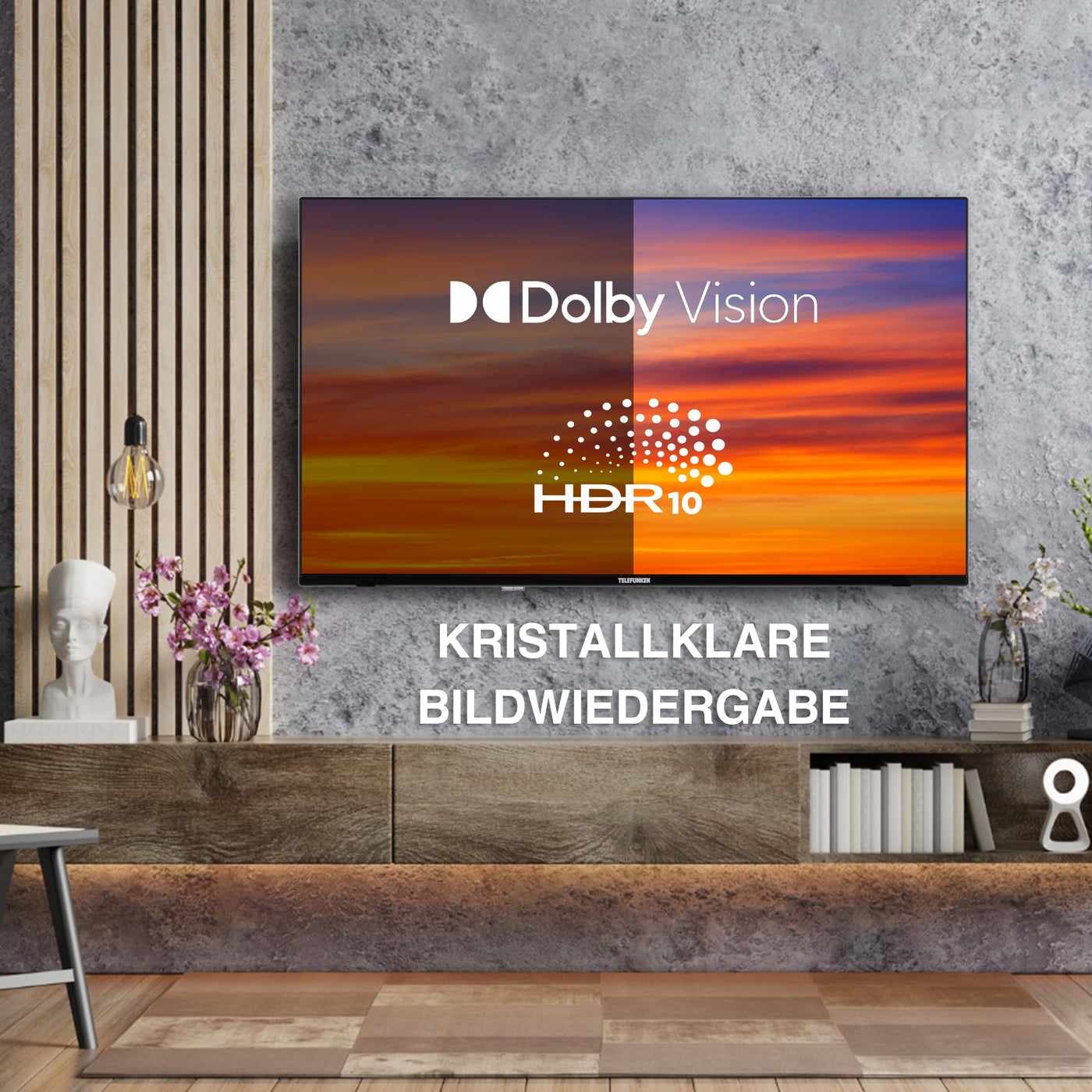 Telefunken Fernseher 55 Zoll Smart TV powered by TiVo (4K UHD, HDR Dolby Vision, Dolby Atmos, Triple-Tuner, 6 Monate HD+ inkl.) XU55TO750S