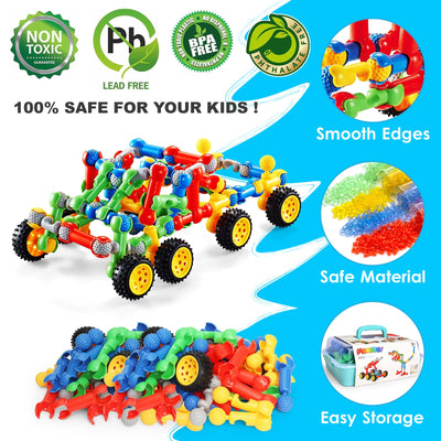 MOONTOY 110 Teile Konstruktionsspielzeug ab 3 4 5 6 7 8 9 + Jahre Jungen Mädchen Bauklötze Kinder Geschenke, STEM Bausteine Spielzeug Kreatives Lernspielzeug Pädagogisches Bauspielzeug Kinderspielzeug