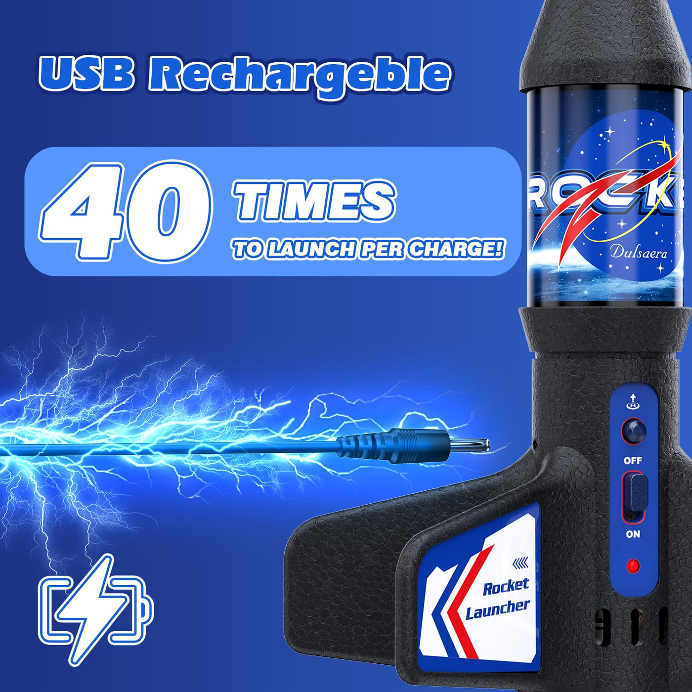 Demolike Raketenwerfer für Kinder, automatischer Start, 200 Fuß Luftrakete, Luftrakete mit Sicherheitsfallschirm und LED, Outdoor-Raketenbausatz, Spielzeug, Geschenke für Kinder im Alter von 5-12