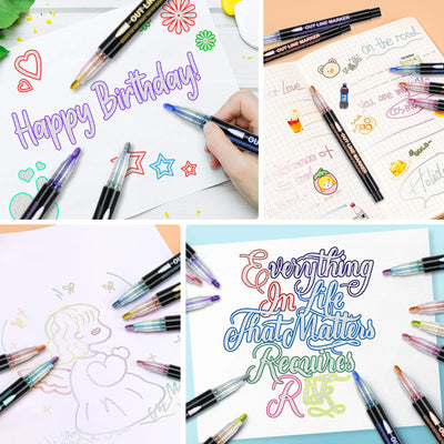 24 Glitzerstifte Magische Stifte, stifte mädchen Outline Stifte zauberstifte Zauberstifte für Scrapbooking, Basteln, Schulanfang Einschulung, Geschenke für kinder kleinigkeiten für adventskalender