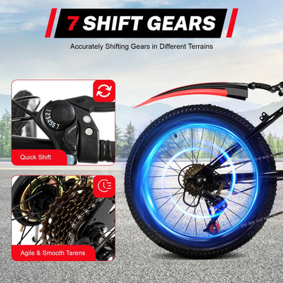 HPDTZ Kinderfahrrad 20 Zoll Fahrrad, Jungenrad Mountainbike, 7 Gang, Höhenverstellbarer Sitz, Stabiles Fahrrad für Kinder 4.26-4.9ft