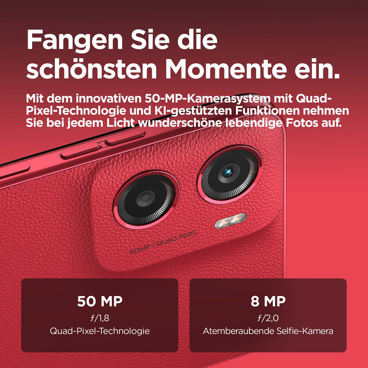 Motorola Moto g05 Smartphone (6,67"-FHD+-Display, 50-MP-Kamera, 4 GB / 64 GB, 5200 mAh, Android 15) Plum Red, inkl. Schutzcover [Exklusiv bei Amazon]