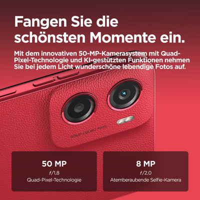 Motorola Moto g05 Smartphone (6,67"-FHD+-Display, 50-MP-Kamera, 4 GB / 64 GB, 5200 mAh, Android 15) Plum Red, inkl. Schutzcover [Exklusiv bei Amazon]