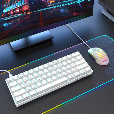 Dierya DK61se Gaming Tastatur,60% Prozent Mechanische Tastatur mit Red Linear Switch,Ultra-Compact Mini 61 Tasten Anti-Ghosting,Typ-C-Datenkabel,US Layout für PC Windows Gamer Typist,Weiß