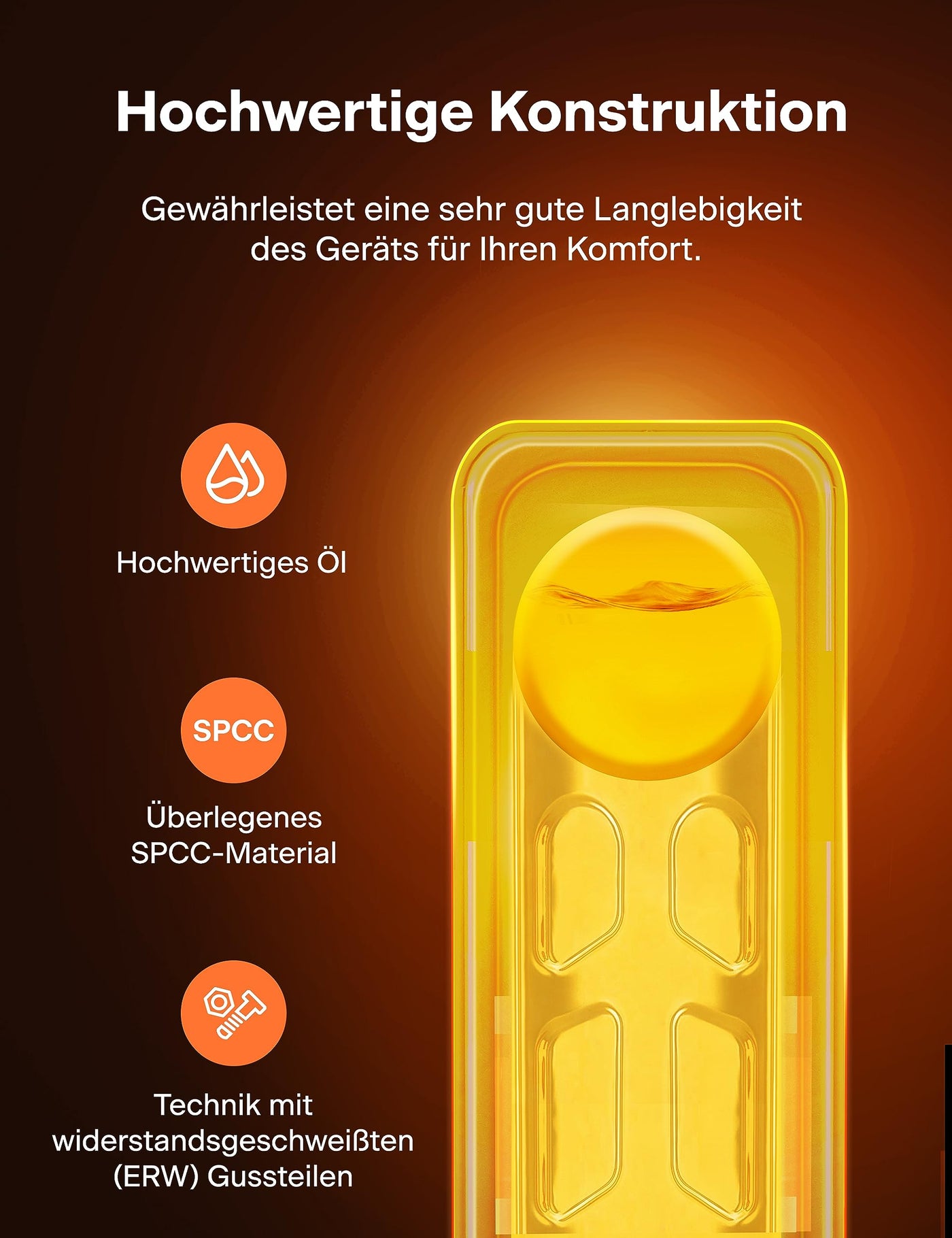 PELONIS 2500W Ölradiator Energiesparend, 13 Rippen Elektroheizung, Mobile Elektro Heizkörper mit Thermostat, 3 Heizstufen und Überhitzungsschutz, Radiator Heizung Elektrisch, Schwarz