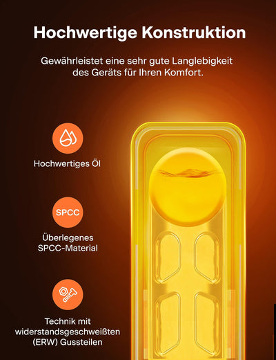 PELONIS 2500W Ölradiator Energiesparend, 13 Rippen Elektroheizung, Mobile Elektro Heizkörper mit Thermostat, 3 Heizstufen und Überhitzungsschutz, Radiator Heizung Elektrisch, Schwarz