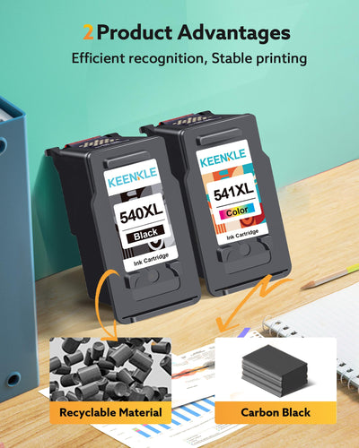 PG-540 XL CL-541 XL Wiederaufbereitet Tintenpatrone Kompatibel für Canon Druckerpatronen 540 541 für Pixma TS5150 MG3650 MG3600 MG4250 MX475 MX375 MX535 MG3150 MG3500 (1 Schwarz, 1 Farbe)