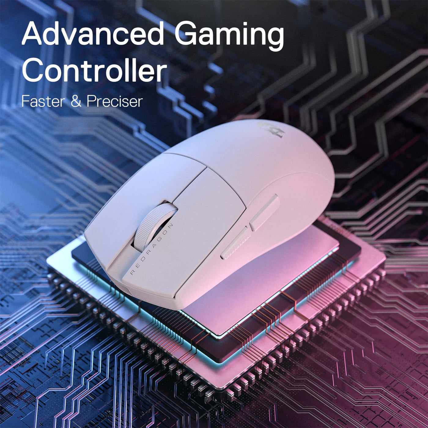 Redragon M916 Kabellose Gaming Maus, 49G Ultra-Light 8K DPI 2.4G Kabellose Gaming-Maus mit ergonomischem Griff, voll programmierbare Tasten, Software unterstützt DIY Keybinds & DPI, Weiß