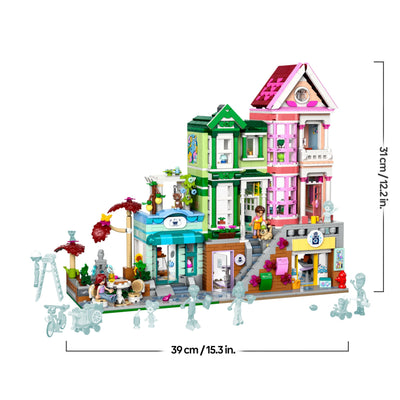 LEGO Friends Heartlake City Wohn- und Einkaufsstraße, Bauset für Rollenspiele mit 9 Charakteren (darunter 7 Minifiguren) und 3 Katzen, Geschenk für Mädchen und Jugendliche, Spielzeughaus 42670