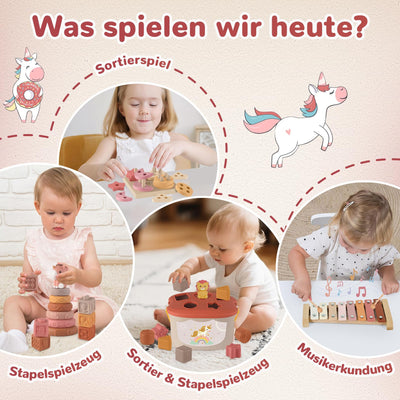 5 in 1 Baby Spielzeug 6 Monate, Montessori Spielzeug Baby, Motorikspielzeug, Stapelspielzeug Blöcken, Sensorik Spielzeug, Babyspielzeug ab 6 9 12 Monate Lernspielzeug Geschenk 1 Jahr Mädchen Junge