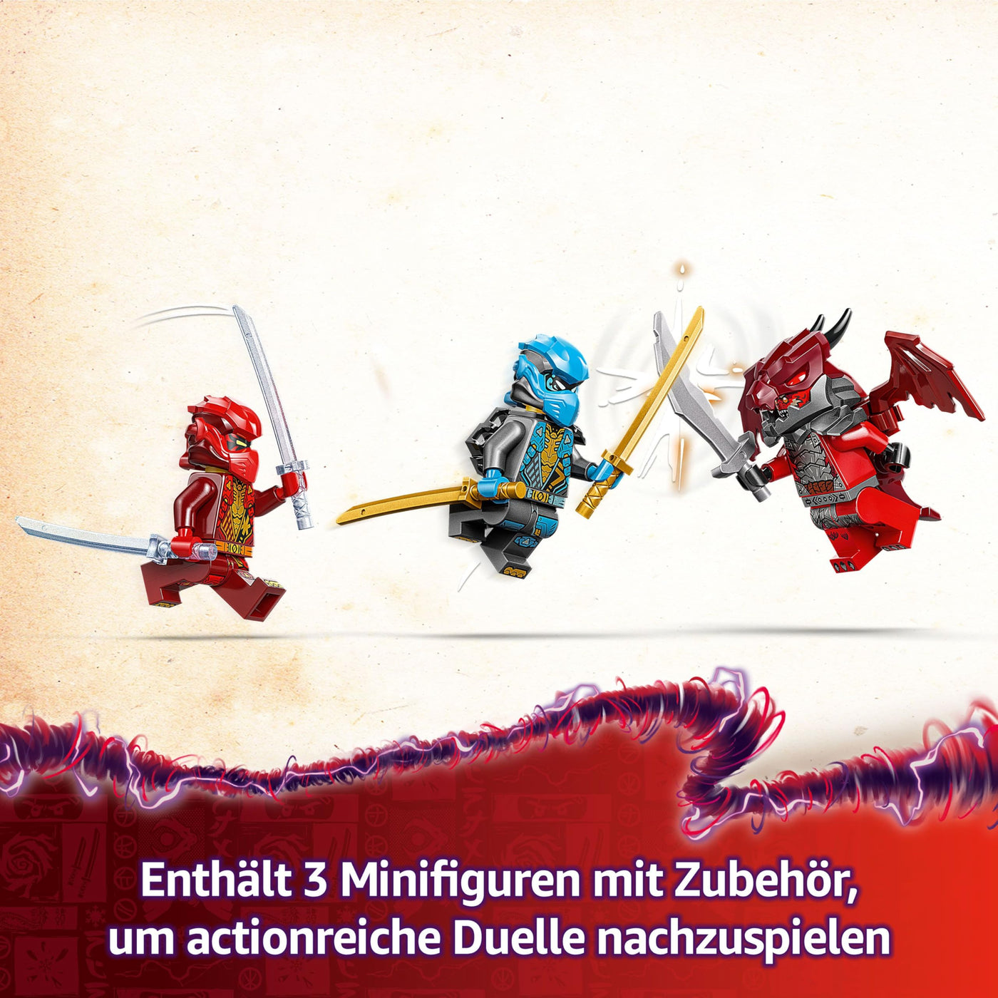 LEGO NINJAGO Kais Sturmreiter-Mech - Fliegendes Motorrad Spielzeug mit 3 Minifiguren - Mech mit beweglichem Kopf, Armen und Beinen - Bauspielzeug - Geschenk für Jungen & Mädchen ab 7 Jahren 71830