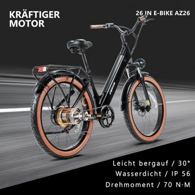 CEAYA Elektrofahrrad Aluminium 26 Zoll E Bike Herren Damen Pedelec 25km/h Fat Tire Ebike mit 48V20AH Akku,Gabelfederung,7-Gang Schaltung,Scheibenbremse,Reichweite bis 45-80KM