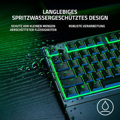 Razer Ornata V3 X - Flache Membran-Tastatur mit Chroma RGB (Lautlose Membran-Switches, Ergonomische Handballenauflage, Tastenkappen Anti-UV-Beschichtun) QWERTZ DE-Layout | Schwarz