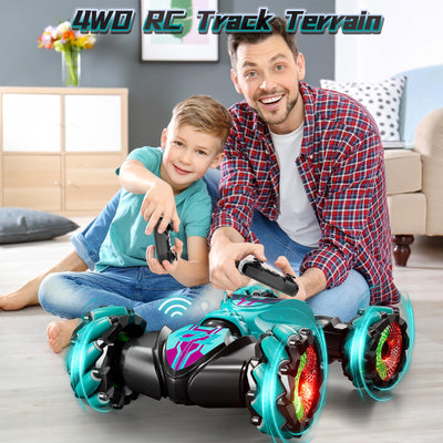 IKIDSUN Ferngesteuerte Auto mit Handsteuerung, RC Stunt Car, 2,4 GHz 4WD 360°Doppelseitige Rotierende Ferngesteuertes Auto mit Musik für Junge Mädchen ab 8 9 10 12+ Jahre, Geschenke Für Kinder