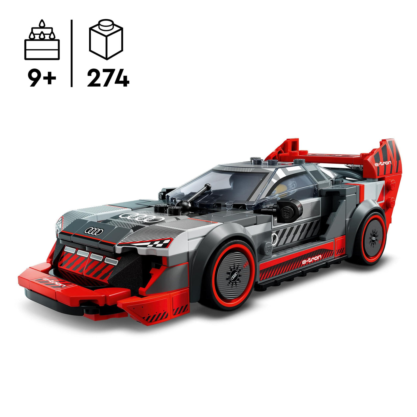 LEGO Speed Champions Audi S1 e-tron Quattro Rennwagen Set mit Auto-Spielzeug zum Bauen, Spielen und Ausstellen, Modellauto für Kinder, Geschenk für 9-jährige Jungs und Mädchen 76921