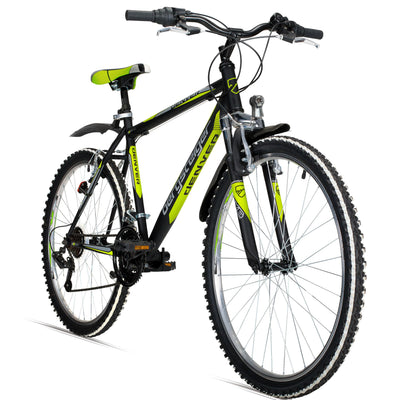 Bergsteiger Denver 26 Zoll Mountainbike, geeignet ab 155 cm, 18 Gang-Schaltung, Licht, Schutzblech, Gabel-Federung