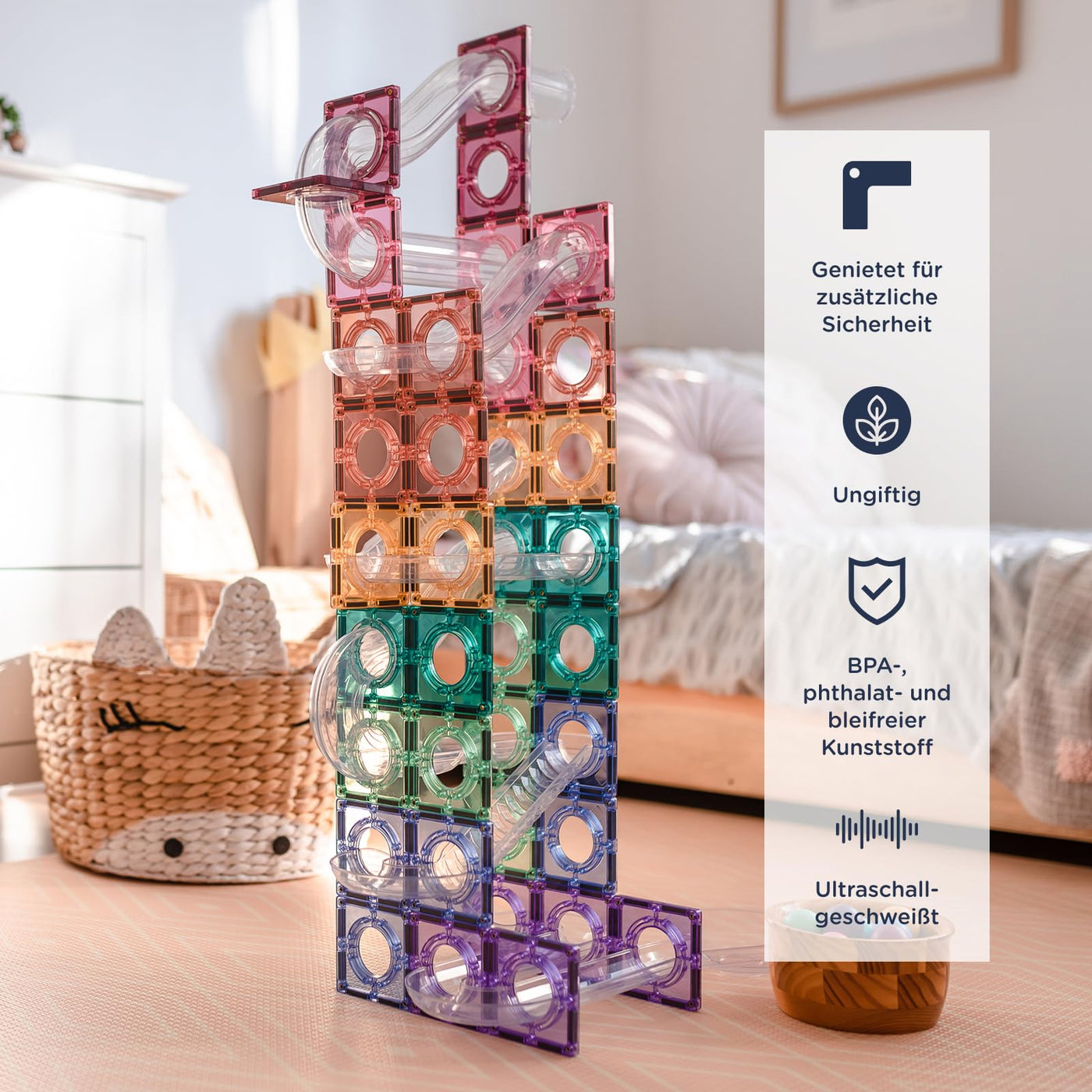 CONNETIX Magnetische Fliesen Pastell Ball Run Packen, 106 Stück