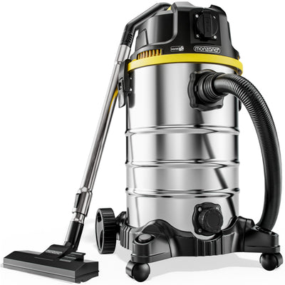 Monzana® Nass Trockensauger 5in1 Industriestaubsauger 2400W 30L Edelstahl Steckdose Nasssauger mit Blasfunktion Laub Push&Clean Waschsauger Beutellos
