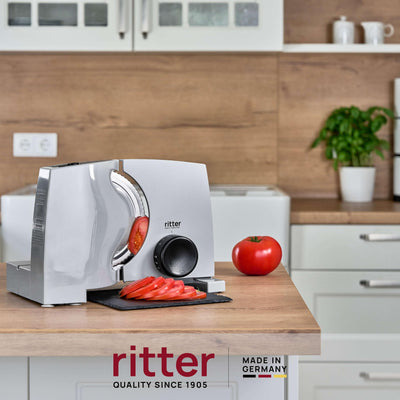 ritter nova 1 Duo Plus Elektrischer Allesschneider & Schneidemaschine aus Metall mit ECO-Motor, Made in Germany, Grau