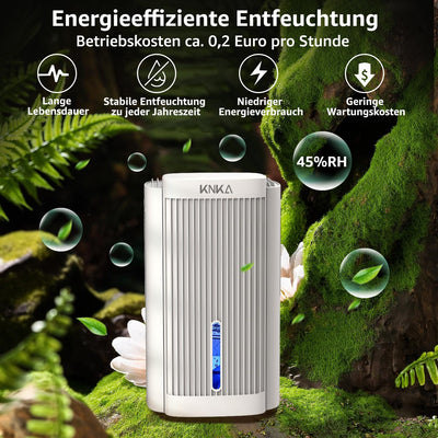 Luftentfeuchter, Luftentfeuchter Elektrisch, 1,1 l/T (2,5 l), Raumentfeuchter unter 30 dB für 30m² Wohnung Badezimmer, Keller, mit Automatischer Abschaltung und Abtauen, Farbiges Nachtlicht (Weiß)