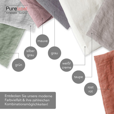 Pure Label Halbleinen Bettwäsche 155x220 cm mit Kissenbezug 80x80 cm in Taupe - Bügelfreie Bettwäsche Sets 155 x 220 aus belgischem Leinen und feinster Baumwolle