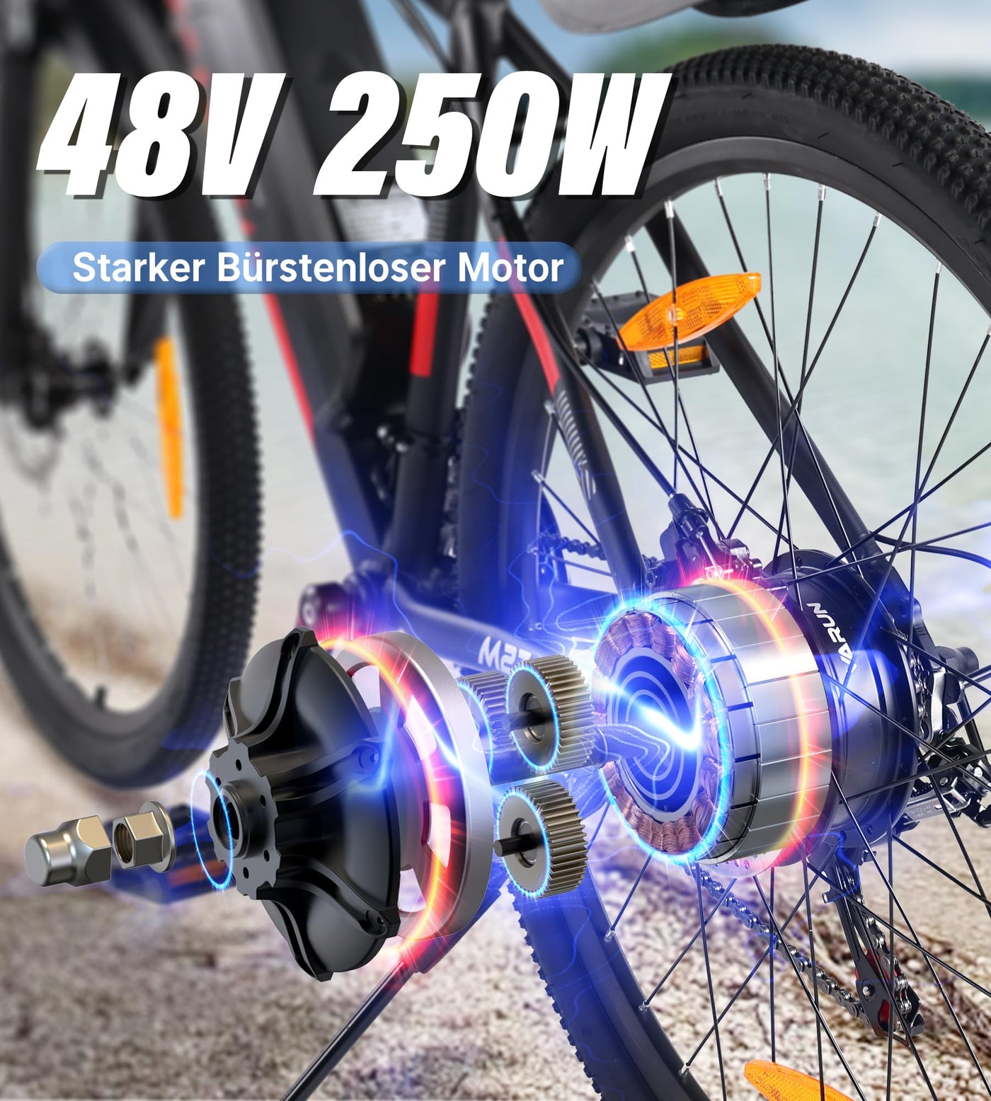 VARUN E Bike Herren Damen 27,5 Zoll E-Mountainbike mit 250W Motor 48V 13Ah Li-Ion Akku, Elektrofahrrad mit 21-Gang-Getriebe, LCD-Display, Federgabel MTB, Laufleistung 50-100KM
