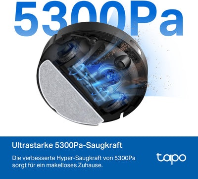 Tapo RV30 Max Plus Saugroboter mit Wischfunktion und automatischer Absaugstation, 5300Pa Ultra Starke Saugkraft, LiDAR+IMU Dual-Navigation, Alexa & Google Assistant Sprachsteuerung, APP