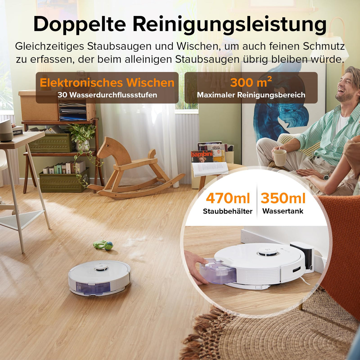 roborock Q8 Max Robot Vacuum Cleaner with DuoRoller Brush/5500 Pa Suction Power/No-Go Zones/Cleaning Along The Floor Line/3D Drawing/Multiple Cleaning Levels/App (Upgrade from Q7 Max)