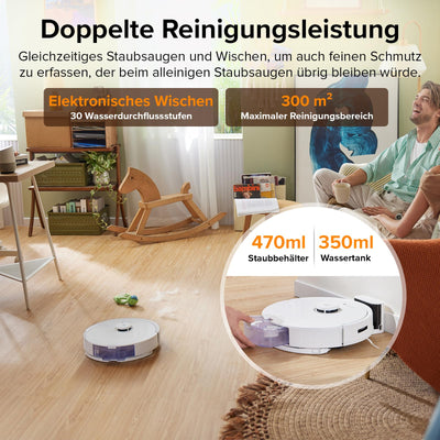 roborock Q8 Max Robot Vacuum Cleaner with DuoRoller Brush/5500 Pa Suction Power/No-Go Zones/Cleaning Along The Floor Line/3D Drawing/Multiple Cleaning Levels/App (Upgrade from Q7 Max)