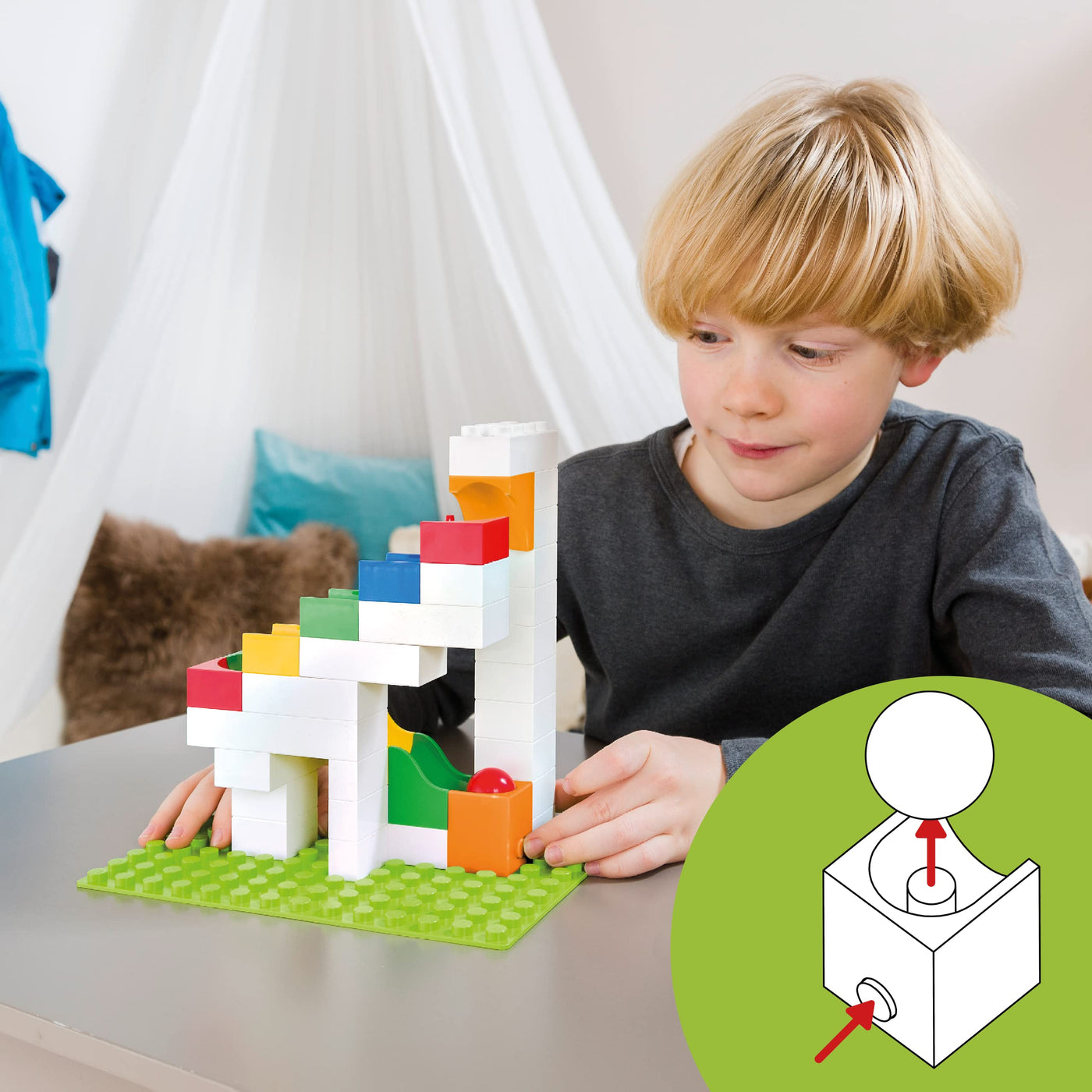 Hubelino 420398 - Kugelbahn Katapult Erweiterung (41-teilig), kompatibel