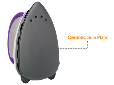 ANSIO Reise Min Dampfbügeleisen mit Ceramic Soleplate Kleines Leichtes Dampf Bügeleisen Perfekt für Reisen und Quilten, - 2 Jahre Garantie - Lila/weiß