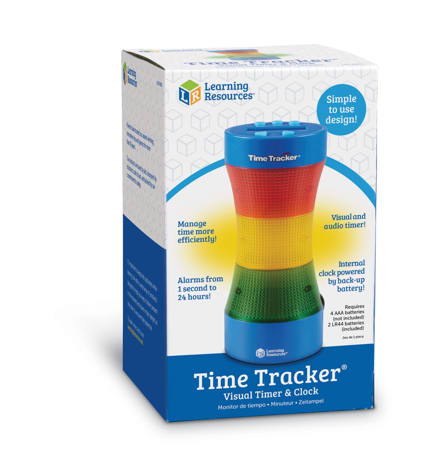 Learning Resources Visueller Zeit-Tracker Timer & Uhr, Mehrfarbig, Lern-Timer mit Licht- & Soundwarnungen für Kinder