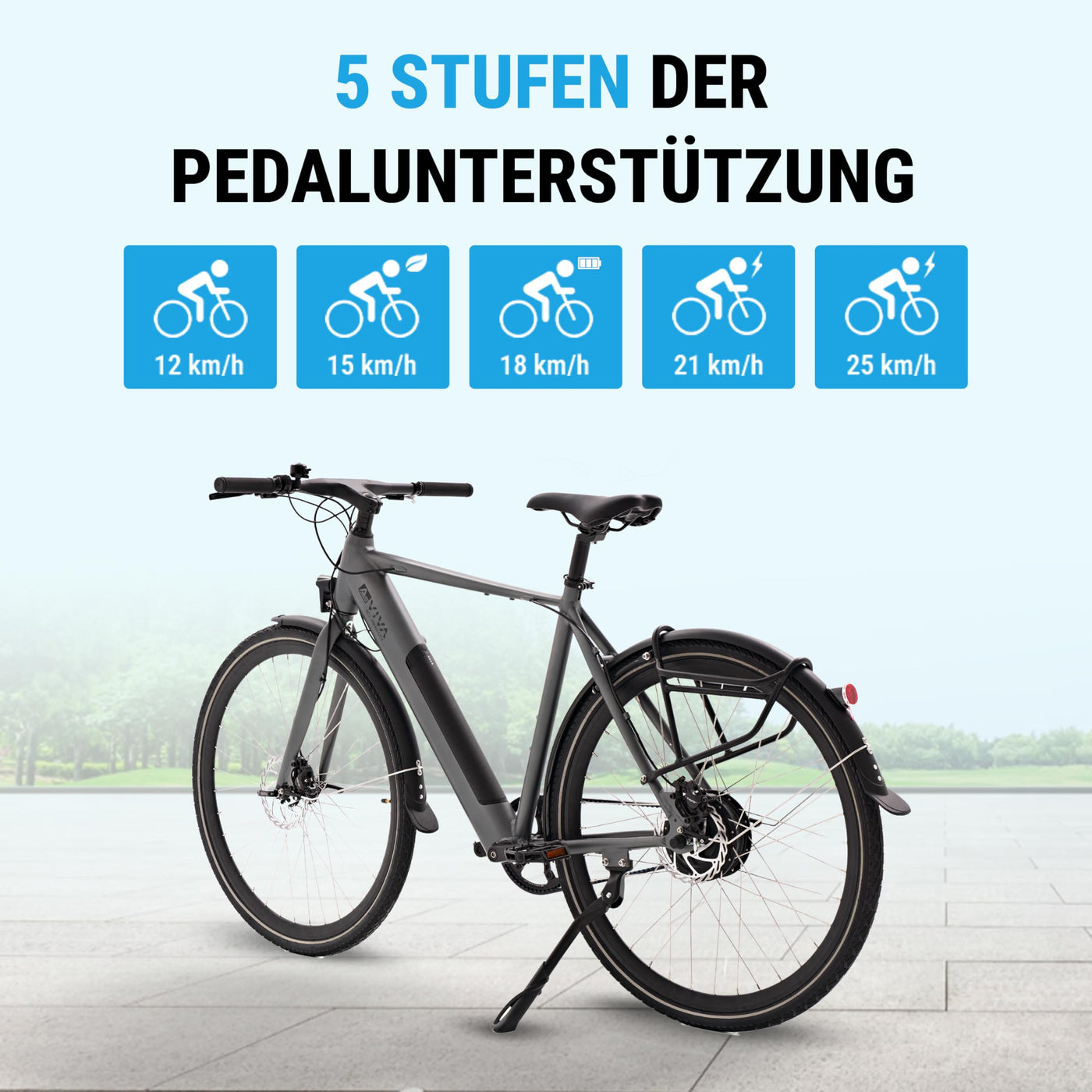 AsVIVA E-Bike BC1-B 28 Zoll – Pedelec Elektrofahrrad mit 250W Bafang Heckmotor, 10,5Ah Akku, Riemenantrieb, hydraulische Scheibenbremsen, LED-Beleuchtung, USB-Ladefunktion