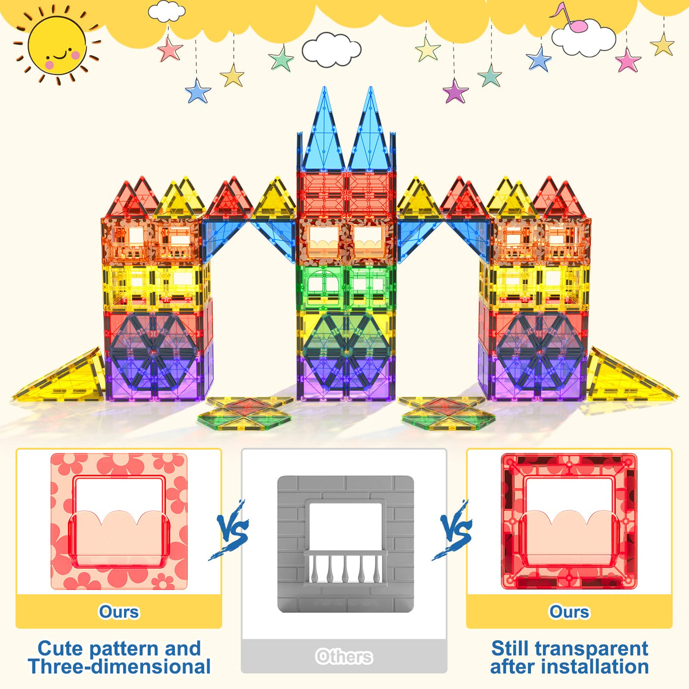 60magnetische Bausteine,Kinderspielzeug,STEM-Magnetblöcke,sensorisches Spielzeug, Kinderspiele, Magnet-Bauspielzeug für 3+ Jahre alte Jungen und Mädchen,Vorschul-, Kindergarten- und Kleinkindspielzeug