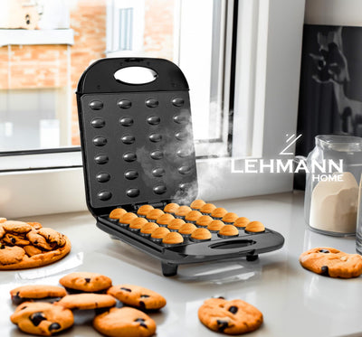 Lehmann Elektrischer Nussbäcker mit Antihaftbeschichtung | 1700 Watt | Nussmaker für 24 Nusshälften | Backautomat für Nüsse | Nuss Waffeleisen für Nusswaffeln