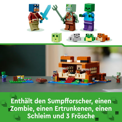LEGO Minecraft Das Froschhaus - Spielzeug mit Boot, Tierfiguren & Zubehör - Gaming Spielset mit Ruderboot, Ofen, Kuchen und Honig - Gamer Geschenk für Jungen & Mädchen ab 8 Jahren - 21256