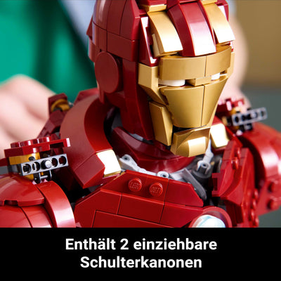 LEGO ǀ Marvel Iron Man MK4 Büste - Bauset für Erwachsene zum Ausstellen inkl. Tony Stark Minifigur, mit einziehbaren Kanonen und einem drehbaren Kopf - Sammlerstück & Geschenkidee für Fans - 76327