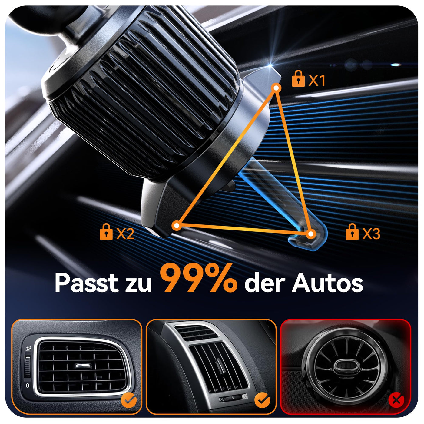 Auckly 15W Handyhalterung Auto mit Ladefunktion, [270° Automatische Klemmung],Qi Induktive Ladestation Auto Wireless Charger, Kfz Ladegerät für iPhone 12 13 14 15 16 17 Serie & Samsung, Schnellladen