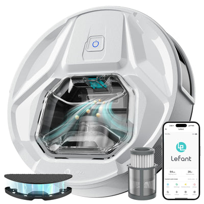LEFANT M320 Saugroboter, 6.000Pa Staubsauger Roboter mit Präzise-Entfernungs-Navigation, Sichtbar 800ML Staubbehälter, 210Mins, WLAN/App, Ideal für Tierhaare, Teppiche