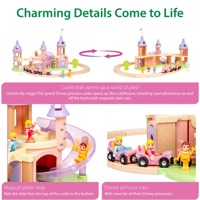 BRIO Disney Princess 33312 Traumschloss Eisenbahn-Set - Märchenhafte Ergänzung Holzeisenbahn - Empfohlen ab 3 Jahren