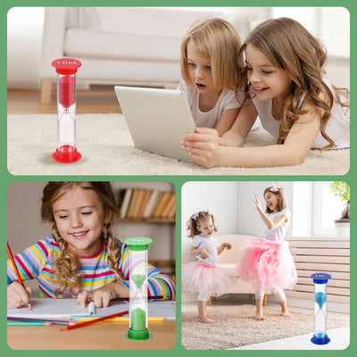 12 Stück Mini Bunter Sanduhren für Kinder,6 Farben Buntes Sanduhren Set,30S/1/2/3/5/10Minuten,Zeitmesser Sanduhren für das Leben der Kinder,Lernen,Spiel Timing,Kreative Geschenke
