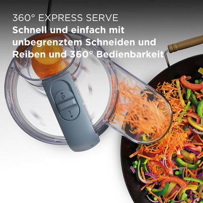 Kenwood MultiPro Go FDP22.130GY, Kompakt-Küchenmaschine nur 30cm hoch, zum Schneiden, Reiben, Pürieren und Teig Kneten, Express-Serve, 1,3 l Arbeitsbehälter, 650 W, Blau