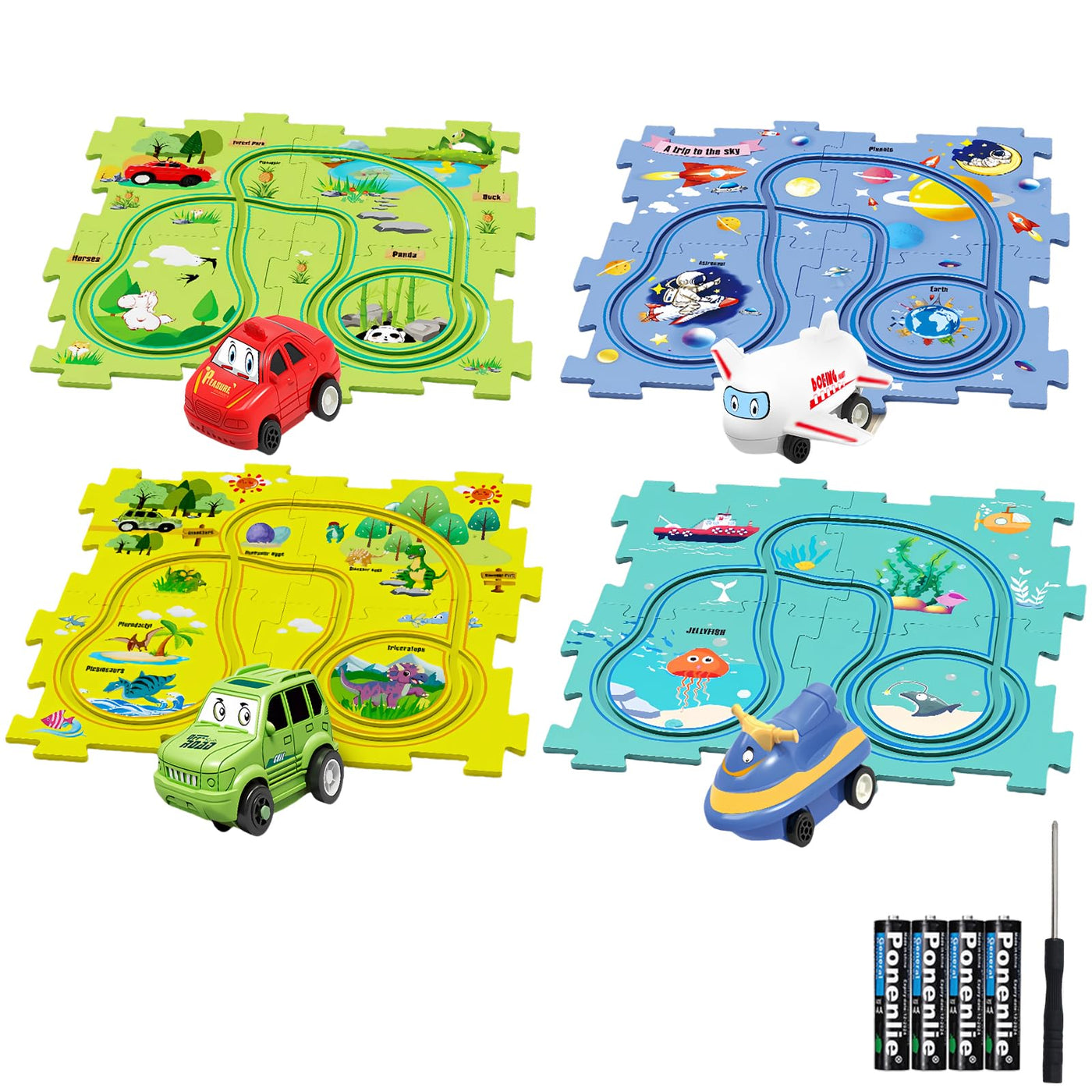Auto Spielzeug Autorennbahn Spielzeugauto DIY-Puzzlebahn für Kinderspielzeug DIY-Route Cars Spielzeug Geschenkspiele für Kinder Spielzeug ab 2 3 4 5 6 Jahren